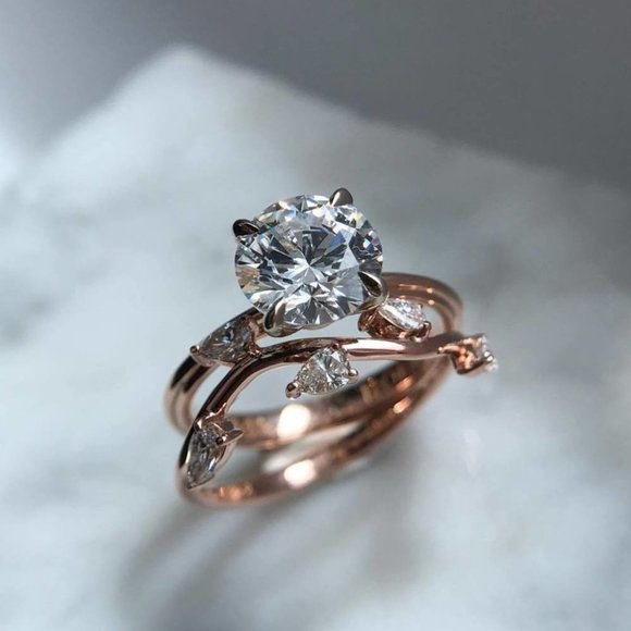 Romantic Pure Gemstone Twining Vines Zircon Ring for Women, EVGG1455 - Picture 2 of 3